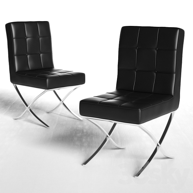 Milania Black Leather Dining Chairs 3DSMax File - thumbnail 1