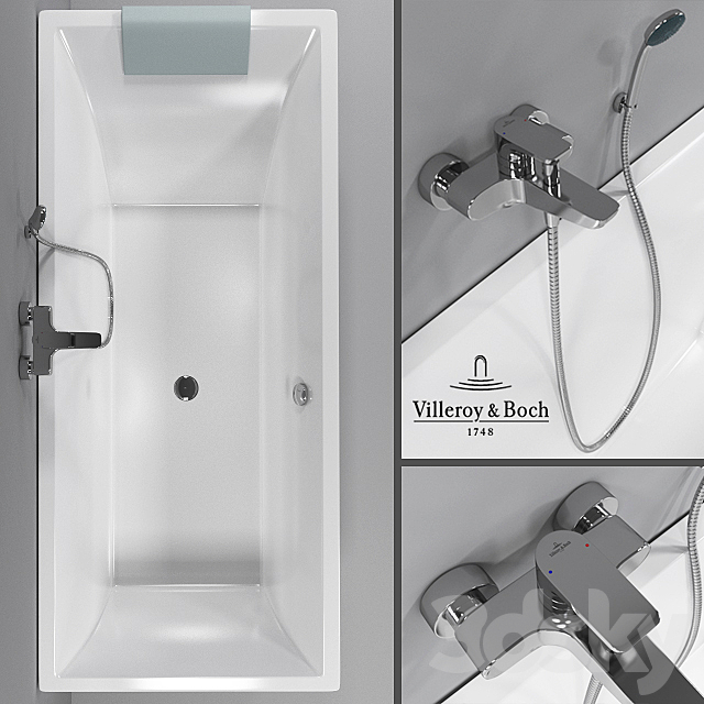 Bathtub Villeroy & Boch Squaro. bath mixer Villeroy & Boch Subway 3DSMax File - thumbnail 1