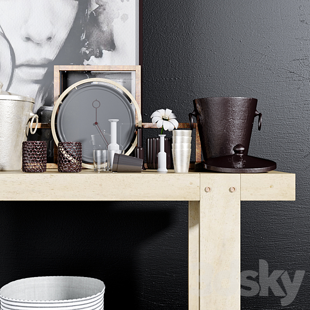 Decorative console table set - 2 3d