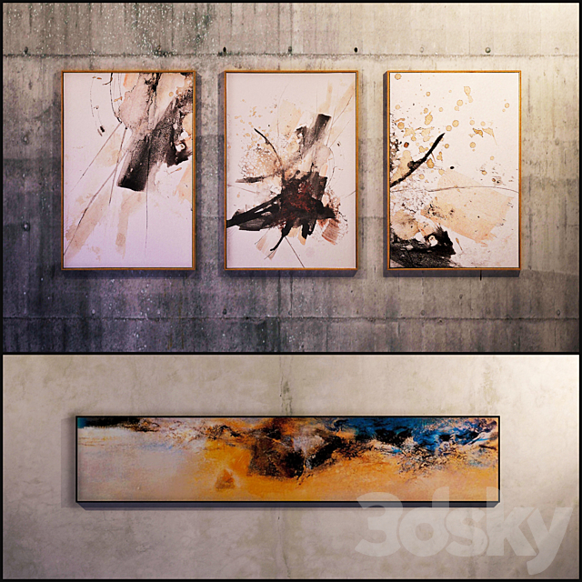The picture in the frame: 12 Pieces (Collection 10) Abstract 3DSMax File - thumbnail 3
