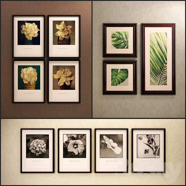 The picture in the frame: 11 Pieces (Collection 13) Flowers 3DSMax File - thumbnail 1