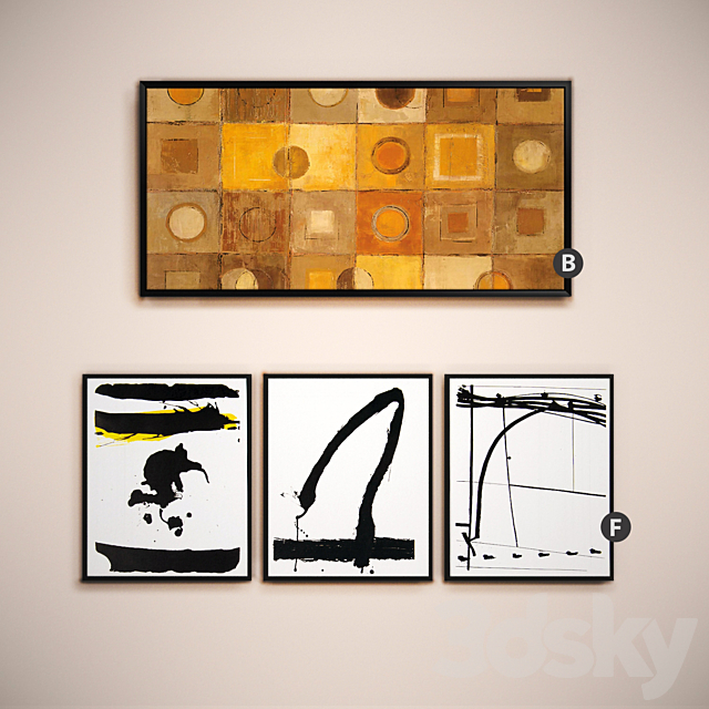 The picture in the frame: 14 piece (Collection 16) Abstract 3DSMax File - thumbnail 3