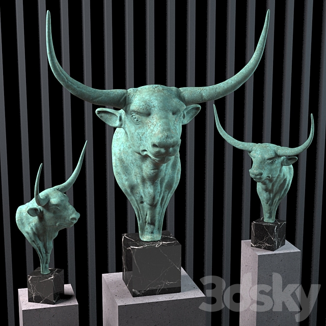 Sculpture of a bull’s head 3DSMax File - thumbnail 1
