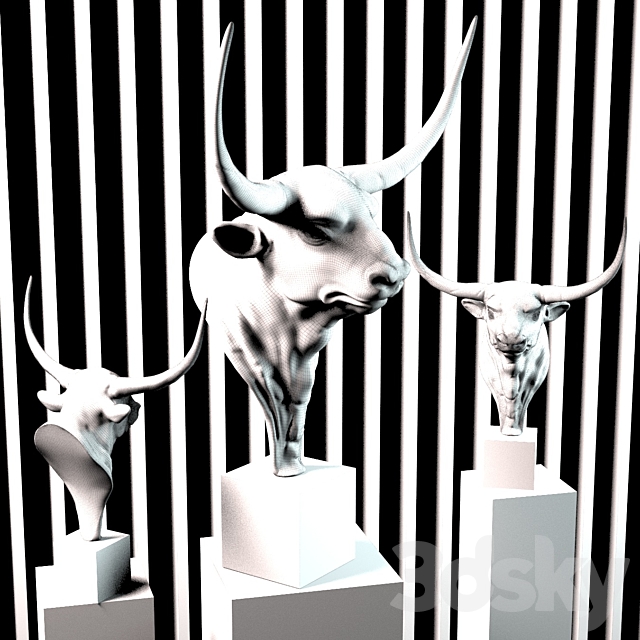 Sculpture of a bull’s head 3DSMax File - thumbnail 2