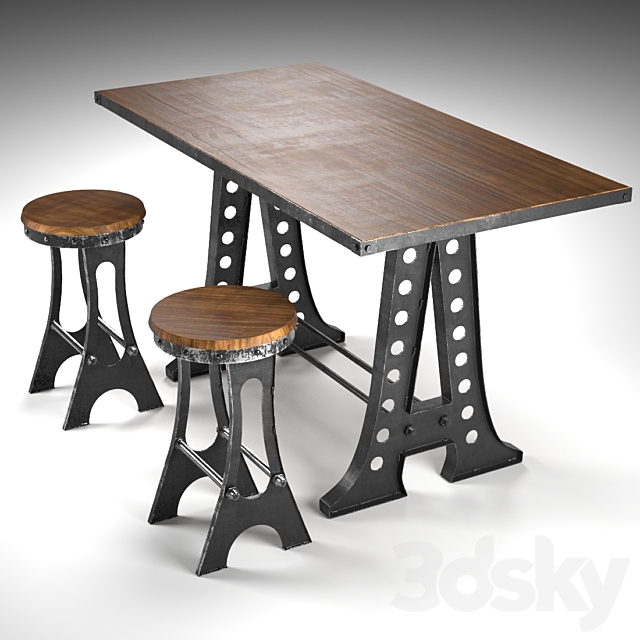 A Frame dining table 3DSMax File - thumbnail 1