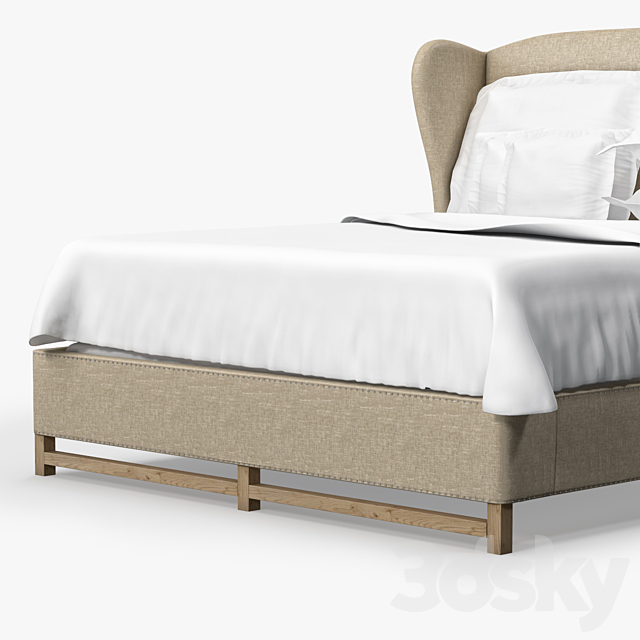 Restoration Hardware FRENCH WING UPHOLSTERED BED WITHOUT FOOTBOARD 3DSMax File - thumbnail 2