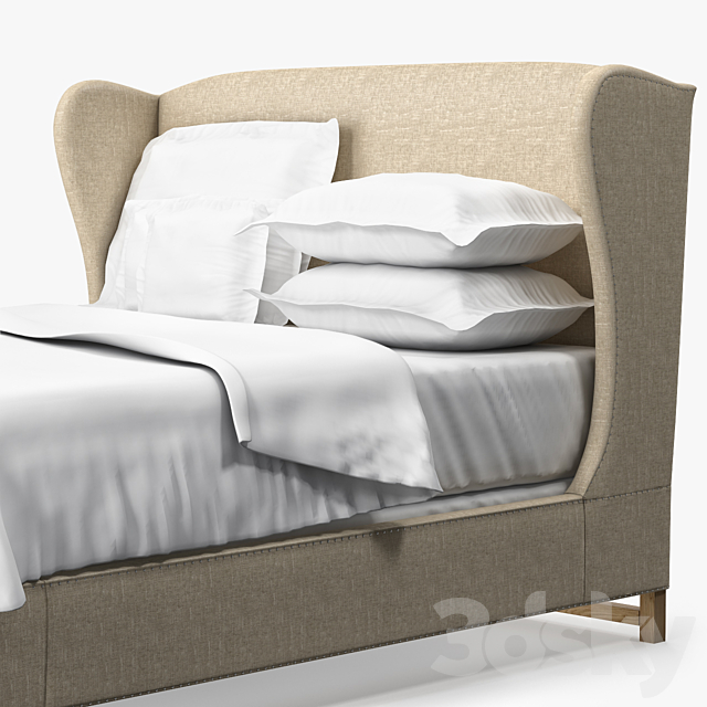 Restoration Hardware FRENCH WING UPHOLSTERED BED WITHOUT FOOTBOARD 3DSMax File - thumbnail 3