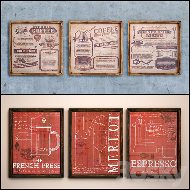The picture in the frame: 19 piece (Collection 26) Bar topic 3DSMax File - thumbnail 2