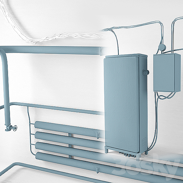 Set for the loft (ventilation. wires. stairs. heating) 3DSMax File - thumbnail 2