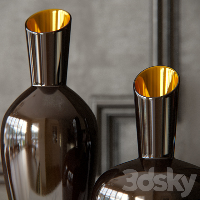 Tozai Noir Gold Decorative Vases 3d