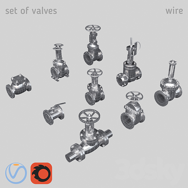 A set of valves 3d
