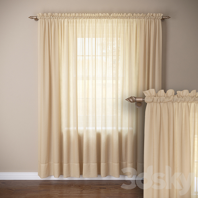 Tulle. curtain 3d