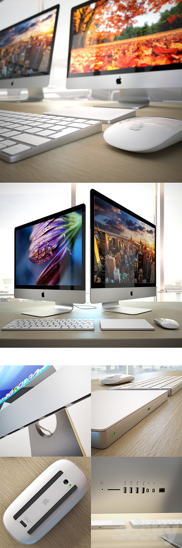 Apple iMac 2015 4k 5k RETINA with Accessories 3DSMax File - thumbnail 1