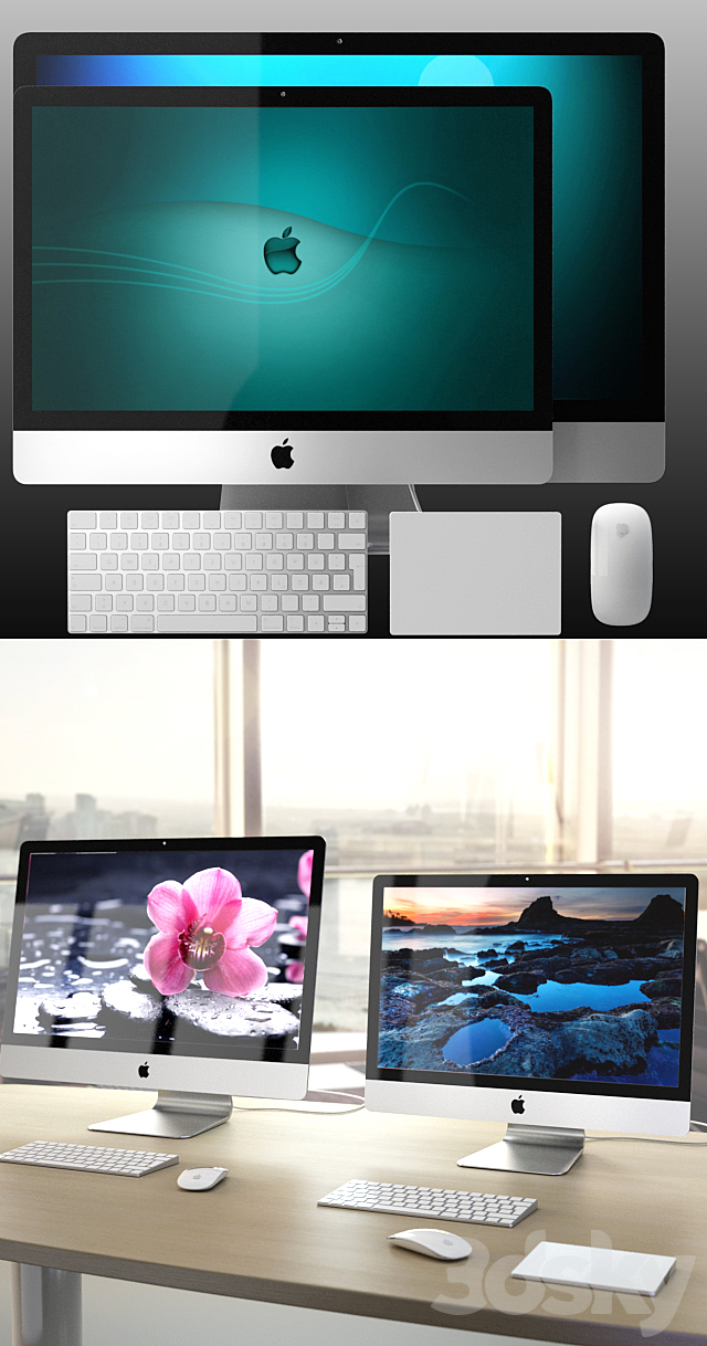 Apple iMac 2015 4k 5k RETINA with Accessories 3d