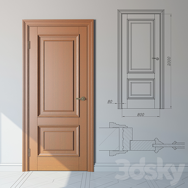 Classical door of oak. standard range 3DSMax File - thumbnail 1