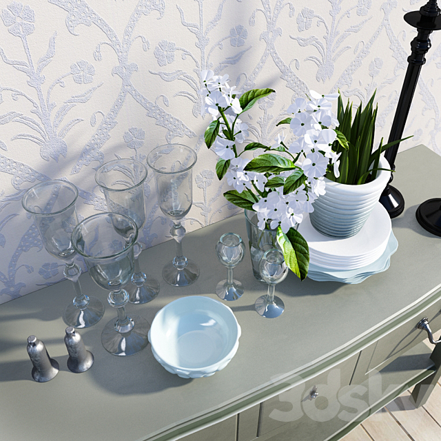Table with decor 3DSMax File - thumbnail 2