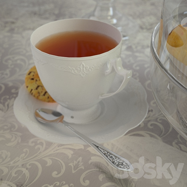 A cup of tea and a bouquet 3DSMax File - thumbnail 2