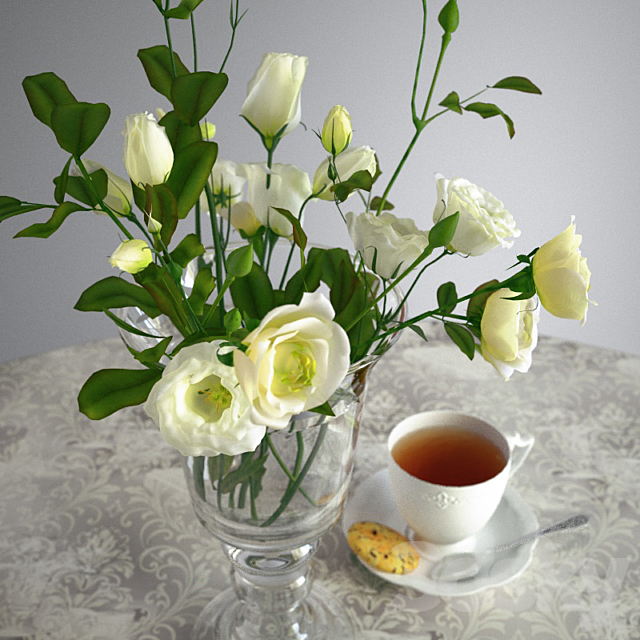 A cup of tea and a bouquet 3DSMax File - thumbnail 3
