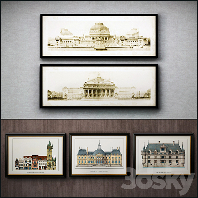 The picture in the frame: 17 piece (Collection 33) Architecture 3d