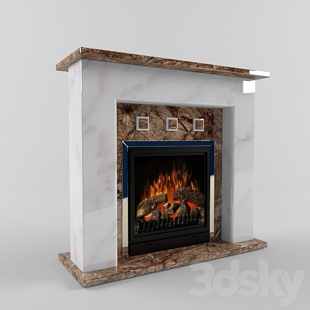 Fireplace with electric furnace 3d