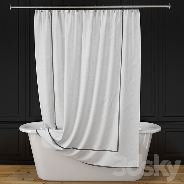 “Corey” bath + shower curtain + rail 3DSMax File - thumbnail 1
