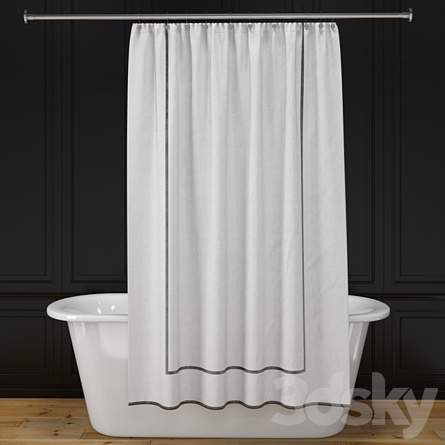 “Corey” bath + shower curtain + rail 3DSMax File - thumbnail 2