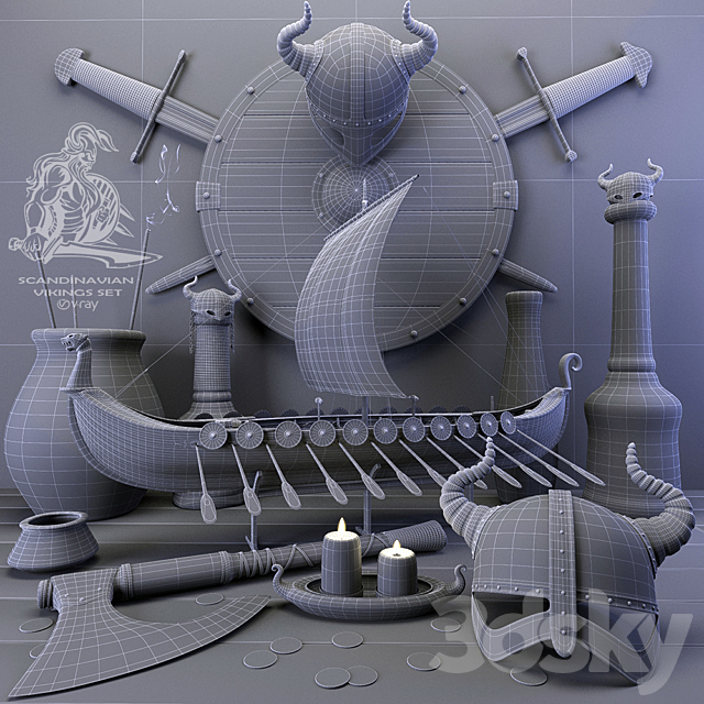 Scandinavian vikings set 3d