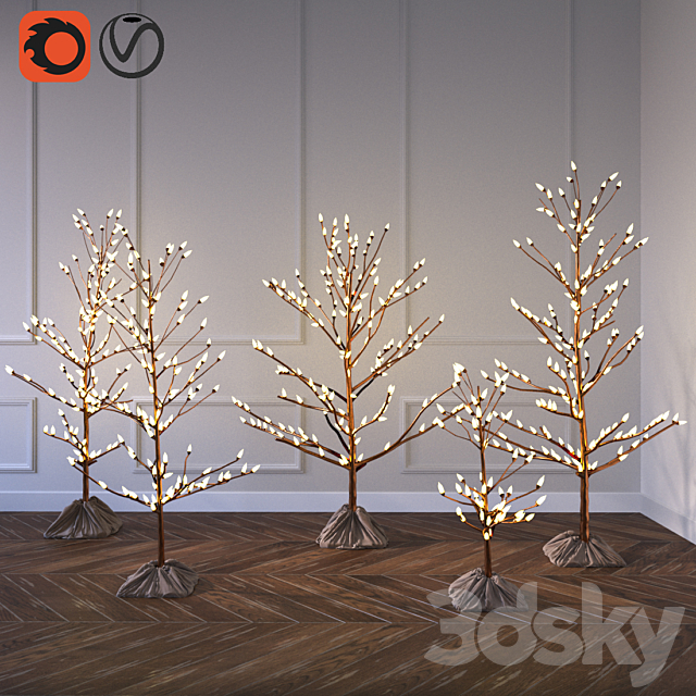 Decorative Christmas trees 3DSMax File - thumbnail 1