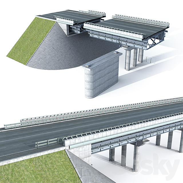 Motor-road bridge 3DSMax File - thumbnail 1