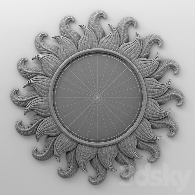 Sun Flower Classic Round Mirror Carving 3d
