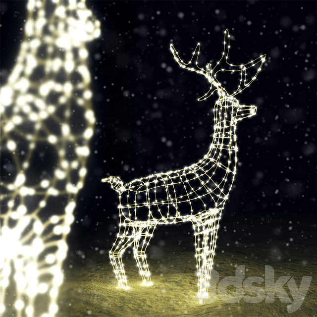 New Year deer 3dsky