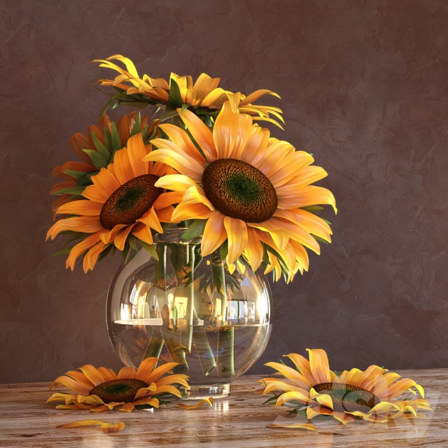 Sunflowers in a Vase 3DSMax File - thumbnail 1