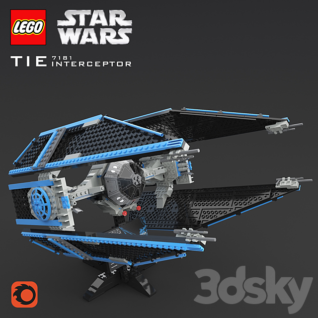 LEGO SW Tie Interceptor 3DSMax File - thumbnail 1