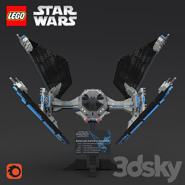 LEGO SW Tie Interceptor 3DSMax File - thumbnail 2