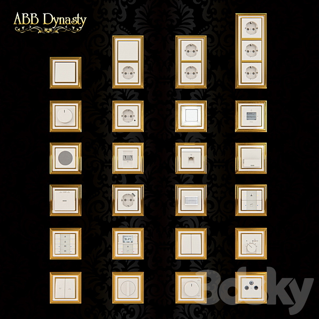 Outlets and switches Abb Dynasty. polished brass 3DSMax File - thumbnail 1