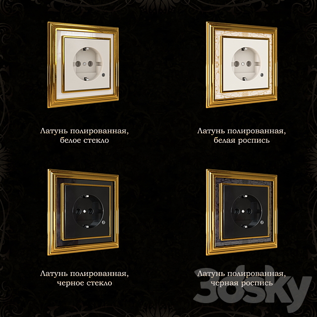 Outlets and switches Abb Dynasty. polished brass 3DSMax File - thumbnail 3