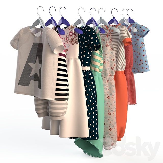 Children’s clothing on hangers 3DSMax File - thumbnail 1