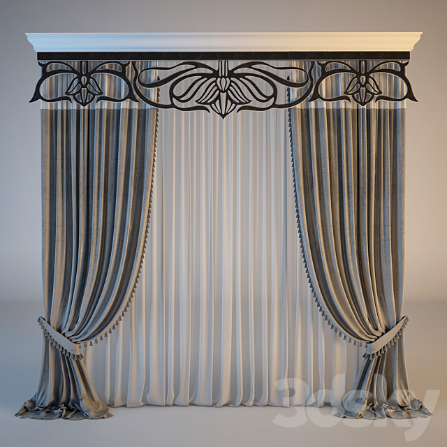 Classical curtain with lambrequins 3DSMax File - thumbnail 1
