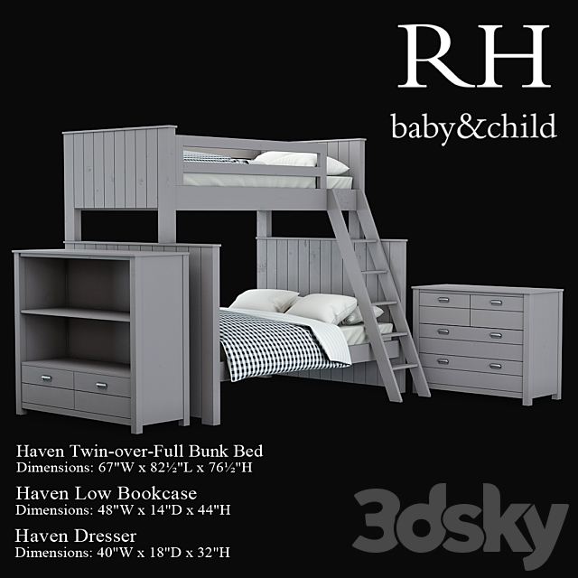 Haven Twin-over-Full Bunk Bed 3DSMax File - thumbnail 1