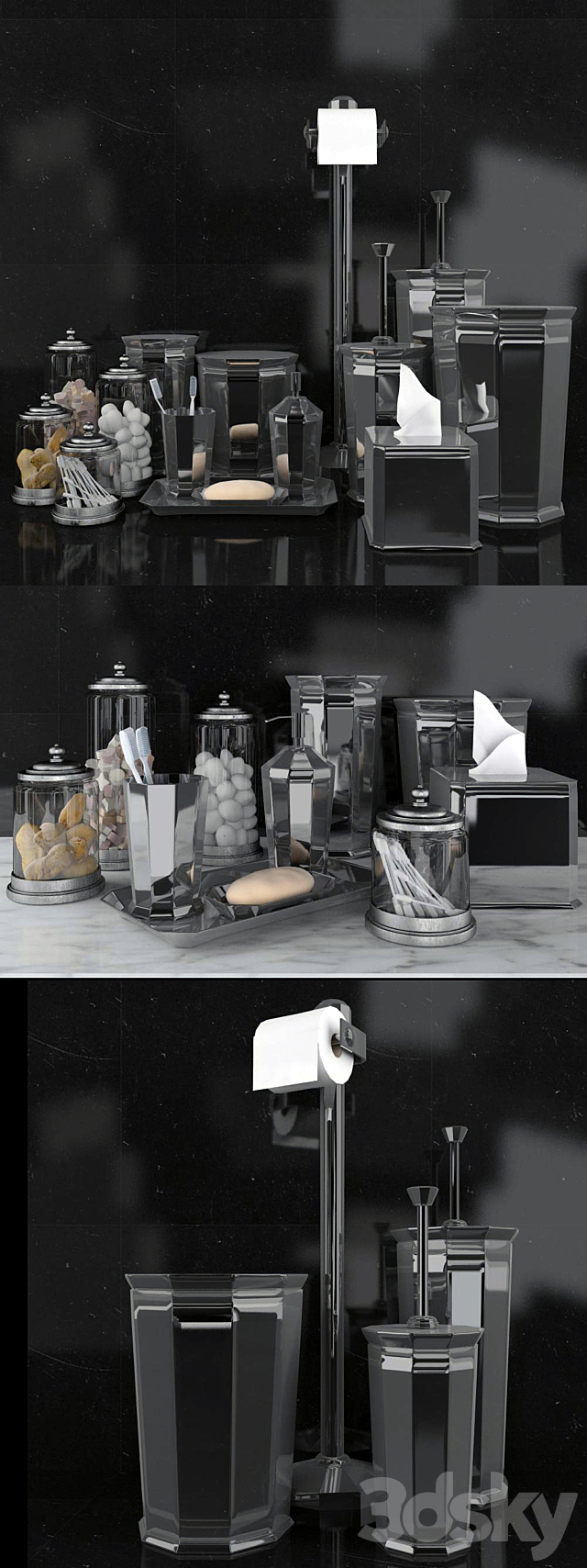 RH FACETED METAL ACCESSORIES 3d