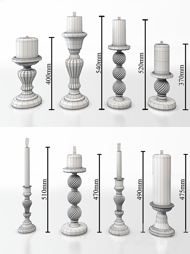 Set of chandeliers with candles 3DSMax File - thumbnail 3