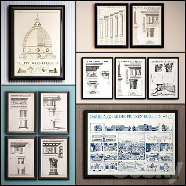 The picture in the frame: 21 Pieces (Collection 51) Architecture 3DSMax File - thumbnail 1