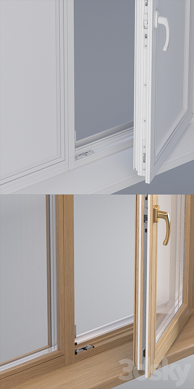 Wooden windows VEKA 3d