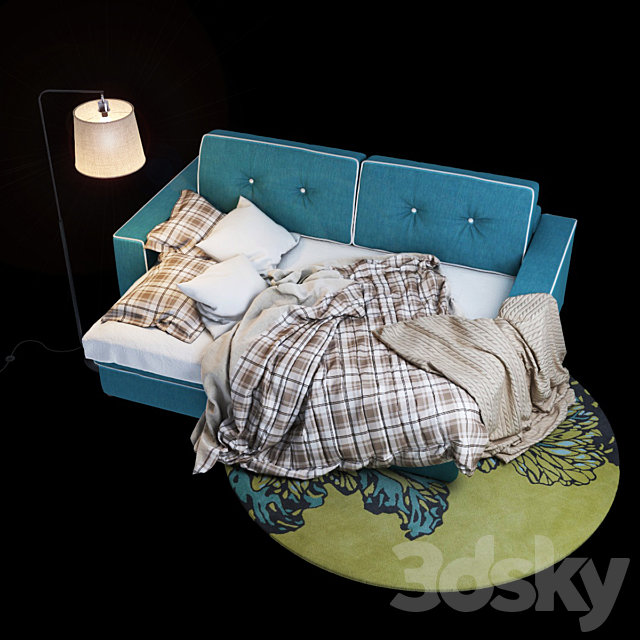 Silvio Trehmestny sofa in a clamshell form. 3d