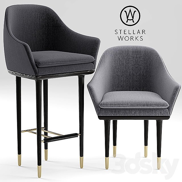 Table and chairs STELLAR WORKS LUNAR LOUNGE CHAIR LARGE 3DSMax File - thumbnail 2