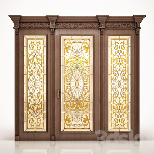 Door with stained-glass window classic 3DSMax File - thumbnail 1