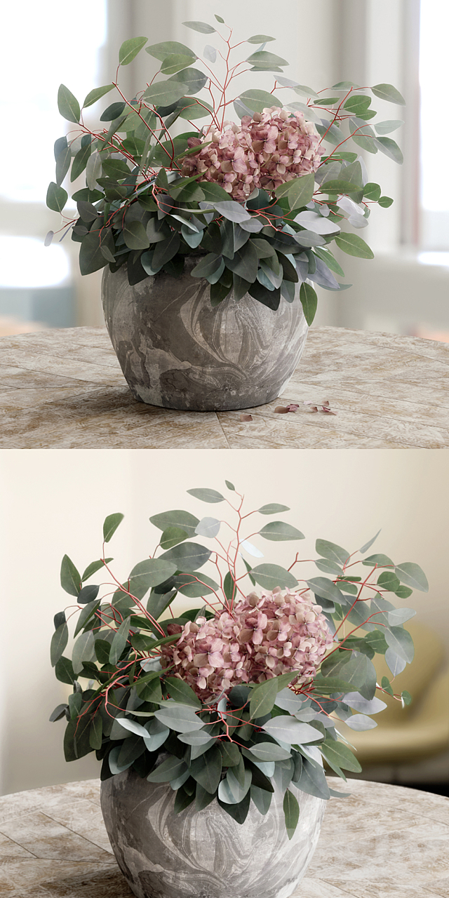 Bouquet of Eucalyptus with Hydrangea 3DSMax File - thumbnail 2