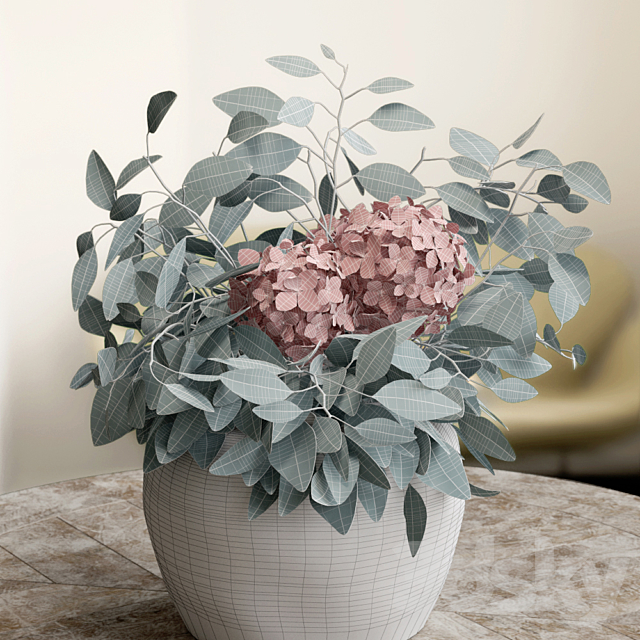 Bouquet of Eucalyptus with Hydrangea 3DSMax File - thumbnail 3