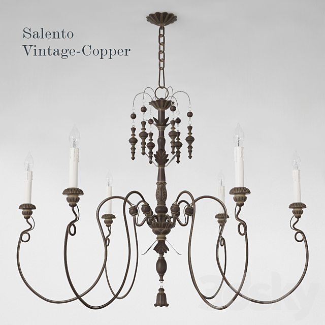 Lamp Salento Vintage Copper Six-Light Chandelier 3DSMax File - thumbnail 1