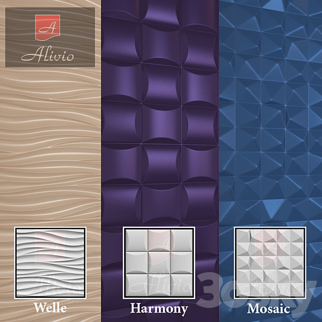 3D Wall Panel (3 pcs.) 3DSMax File - thumbnail 1